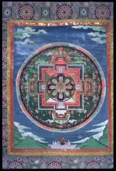 De Mystieke Cirkel van Phyag-rdor (Varjrapani) en de Acht Slangengoden met Vier Deurwachters, Mandala Vajrapani